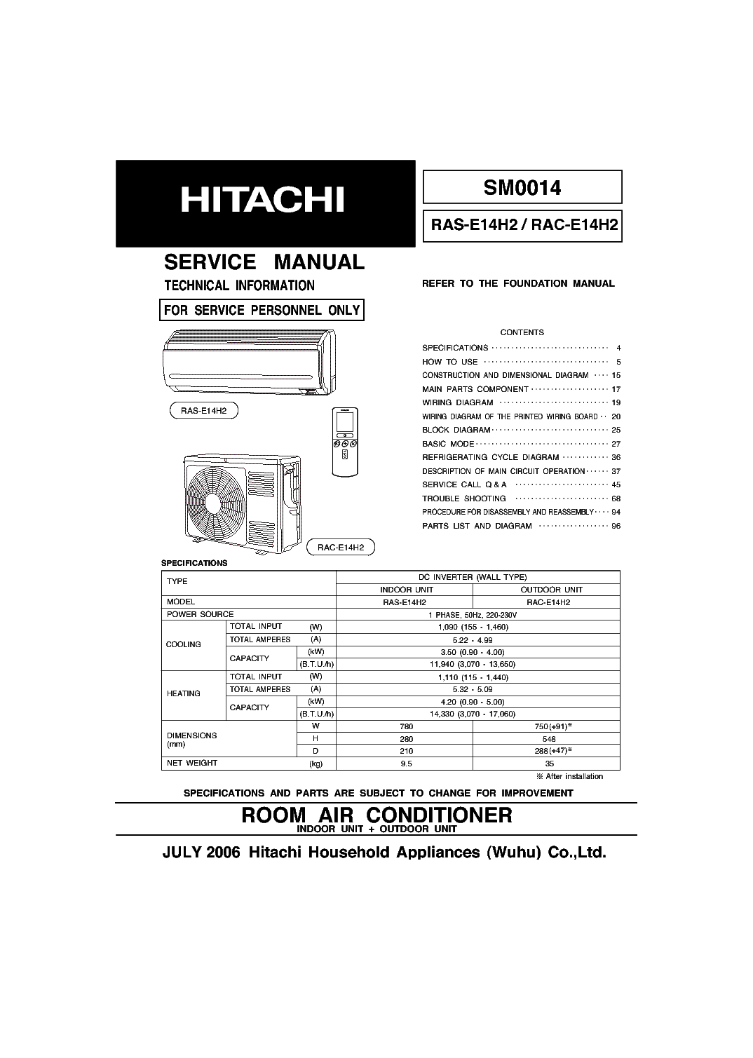 Hitachi user manuals